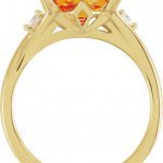 14K Yellow Natural Checkerboard Citrine & 1/6 CTW Natural Diamond Ring - 66312