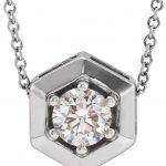 14K White 1/2 CT Natural Diamond Geometric 16-18" Necklace - 87125