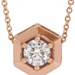 14K Rose 1/2 CT Natural Diamond Geometric 16-18" Necklace - 87125