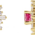 14K Yellow Natural Pink Tourmaline & 3/4 CTW Natural Diamond Earrings - 86982