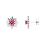 Platinum Natural Pink Tourmaline & 3/4 CTW Natural Diamond Earrings - 86982