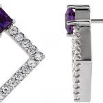 14K White Natural Amethyst & 1/3 CTW Natural Diamond Earrings - 86889