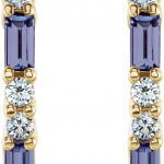 14K Yellow Natural Tanzanite & 1/2 CTW Natural Diamond Earrings - 86789