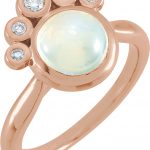 14K Rose Natural Rainbow Moonstone & 1/8 CTW Natural Diamond Ring - 72052