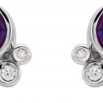 Platinum Natural Amethyst & 1/8 CTW Natural Diamond Earrings - 86777