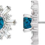 Platinum Natural London Blue Topaz & 3/4 CTW Natural Diamond Earrings - 86982