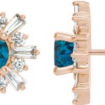 14K Rose Natural London Blue Topaz & 3/4 CTW Natural Diamond Earrings - 86982