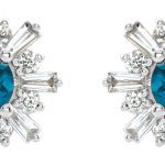 14K White Natural London Blue Topaz & 3/4 CTW Natural Diamond Earrings - 86982