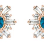 14K Rose Natural London Blue Topaz & 3/4 CTW Natural Diamond Earrings - 86982