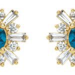 14K Yellow Natural London Blue Topaz & 3/4 CTW Natural Diamond Earrings - 86982