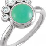 14K White Natural Green Chrysoprase & 1/8 CTW Natural Diamond Ring - 72052