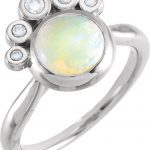 14K White Natural White Opal & 1/8 CTW Natural Diamond Ring - 72052