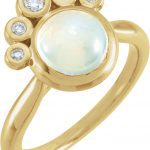 14K Yellow Natural Rainbow Moonstone & 1/8 CTW Natural Diamond Ring - 72052