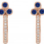 14K Rose Natural Blue Sapphire & 1/4 CTW Natural Diamond J-Hoop Earrings - 86806