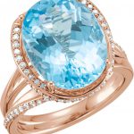 14K Rose Natural Swiss Blue Topaz & 1/2 CTW Natural Diamond Spiral Ring - 71698