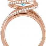 14K Rose Natural Swiss Blue Topaz & 1/2 CTW Natural Diamond Spiral Ring - 71698