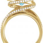 14K Yellow Natural Swiss Blue Topaz & 1/2 CTW Natural Diamond Spiral Ring - 71698