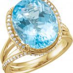 14K Yellow Natural Swiss Blue Topaz & 1/2 CTW Natural Diamond Spiral Ring - 71698