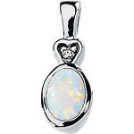 14K White Natural White Opal & .02 CT Natural Diamond Bezel-Set Pendant - 65187