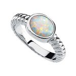 14K White Natural White Opal Rope Ring - 65316