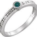 14K White Lab-Grown Alexandrite Family Stackable Ring - 71298