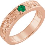 14K Rose Natural Emerald Family Stackable Ring - 71469