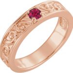 14K Rose Natural Ruby Family Stackable Ring - 71469