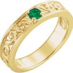 14K Yellow Natural Emerald Family Stackable Ring - 71469