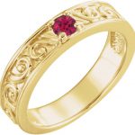 14K Yellow Natural Ruby Family Stackable Ring - 71469