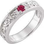 Sterling Silver Natural Ruby Family Stackable Ring - 71469