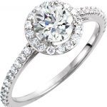 14K White 6.5 mm Round Forever One™ Moissanite & 3/8 CTW Diamond Ring - 651102