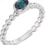 14K White Lab-Grown Alexandrite Family Stackable Ring - 71623