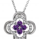 Platinum Natural Amethyst & .08 CTW Natural Diamond Clover 18" Necklace - 86369