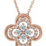 14K Rose 1/3 CTW Natural Diamond Clover 18" Necklace - 86369