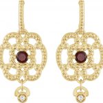 14K Yellow Natural Mozambique Garnet & .03 CTW Natural Diamond Earrings - 85338