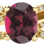 14K Yellow Natural Rhodolite Garnet & 1/3 CTW Natural Diamond Ring - 67197