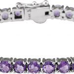 14K White Natural Amethyst 7 1/4" Line Bracelet - 651205