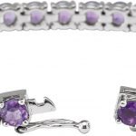 14K White Natural Amethyst 7 1/4" Line Bracelet - 651205