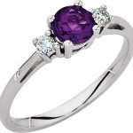 14K White Natural Amethyst & .08 CTW Natural Diamond Ring - 68754