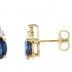 14K Yellow Natural Blue Sapphire & 1/8 CTW Natural Diamond Earrings - 67175