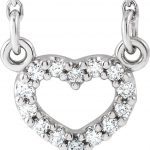 Platinum .08 CTW Natural Diamond Heart Key 16 1/2" Necklace - 67746