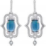 Sterling Silver & 14K White Natural Swiss Blue Topaz & .03 CTW Natural Diamond Earrings - 85348