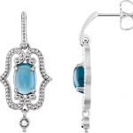 Sterling Silver & 14K White Natural Swiss Blue Topaz & .03 CTW Natural Diamond Earrings - 85348