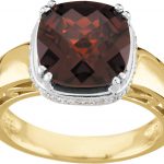 14K Yellow/White Natural Mozambique Garnet & 1/6 CTW Natural Diamond Ring - 67196