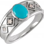 Platinum Natural Turquoise & .05 CTW Natural Diamond Ring - 72105