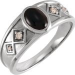 Platinum Natural Black Onyx & .05 CTW Natural Diamond Ring - 72105