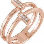 14K Rose .06 CTW Natural Diamond Bar Ring - 122823