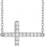 14K White 1/6 CTW Lab-Grown Diamond Sideways Cross Necklace - R50009