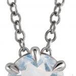 Platinum 4 mm Natural Blue Moonstone Solitaire 16-18" Necklace - 87126