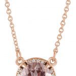 14K Rose 6 mm Natural Morganite & .04 CTW Natural Diamond 16" Necklace - 85905